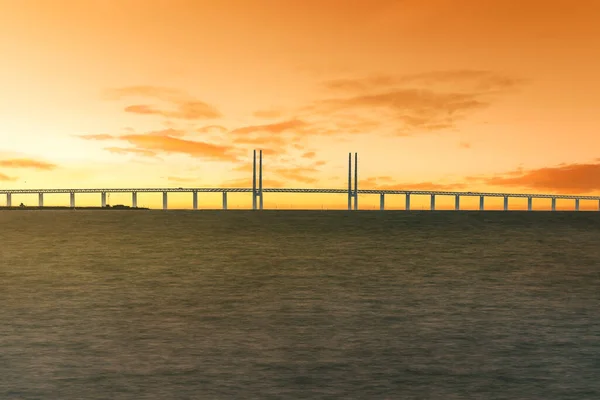 Puente Oresund Que Conecta Dinamarca Suecia Atardecer Malmo Suecia — Foto de Stock