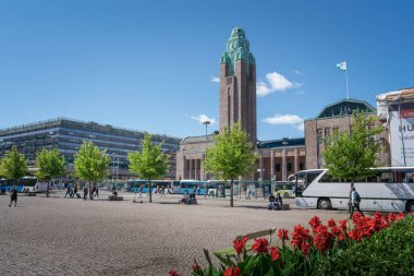 Helsinki, Finlandiya - 30 Haziran 2019: Helsinki Merkez İstasyonu - Helsinki, Finlandiya
