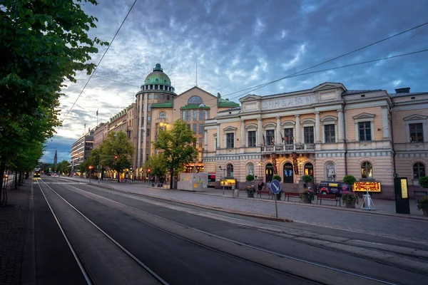 Helsinki Finlandia Giugno 2019 Mannerheimintie Street Tramonto Helsinki Main Street — Foto Stock