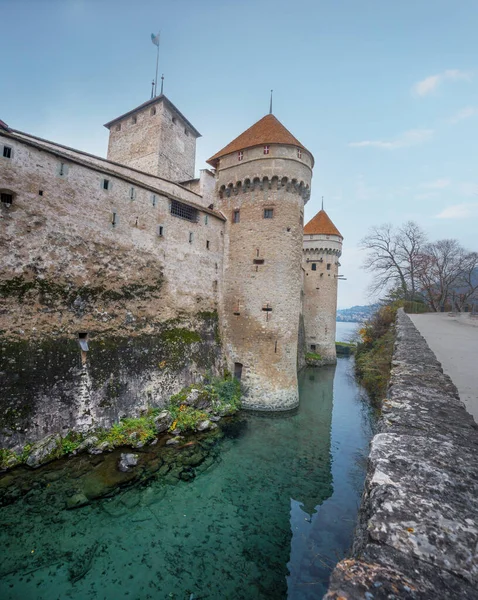 Montreux Svizzera Dicembre 2019 Fossato Mura Del Castello Chillon Cantone — Foto Stock