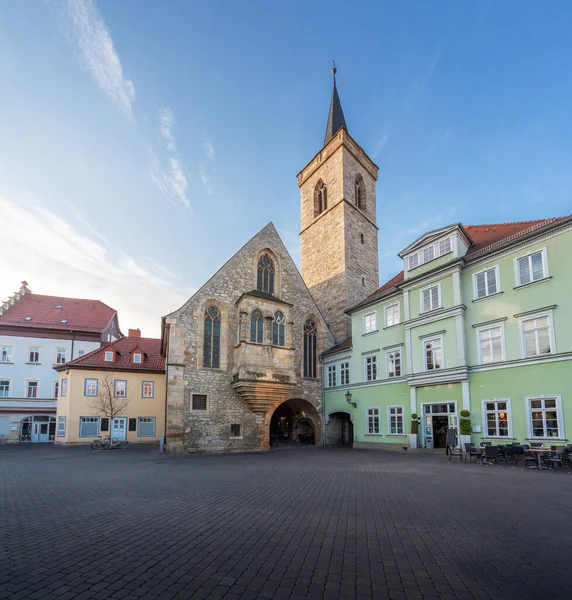 Wenigermarkt Meydanı ve Agidienkirche Kilisesi - Erfurt, Thuringia, Almanya