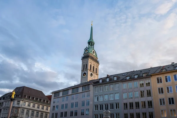 Torre Della Chiesa San Pietro Monaco Baviera Germania — Foto Stock