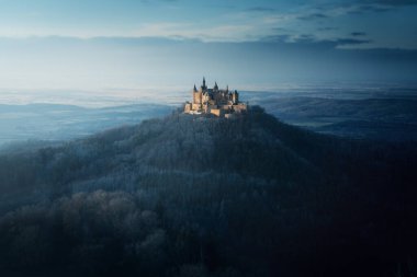 Kışın Hohenzollern Kalesi - Baden-Wurttemberg, Almanya