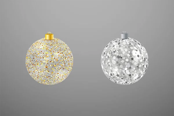 Bolas Purpurina Transparentes Para Decorar Árbol Navidad Bolas Juguetes Cristal — Vector de stock