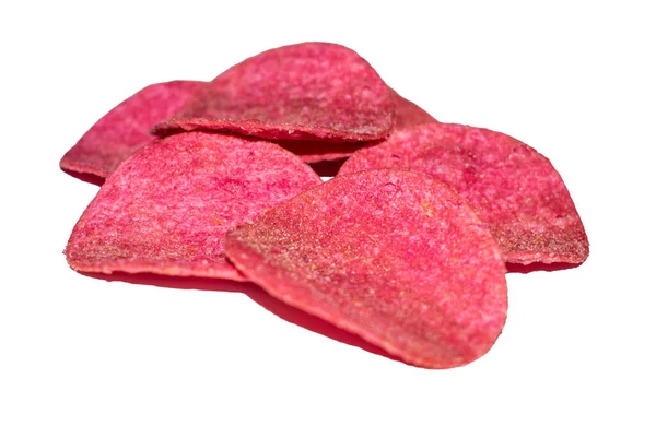 Patatas Fritas Color Rojo Aisladas Con Especias Sobre Fondo Blanco — Foto de Stock