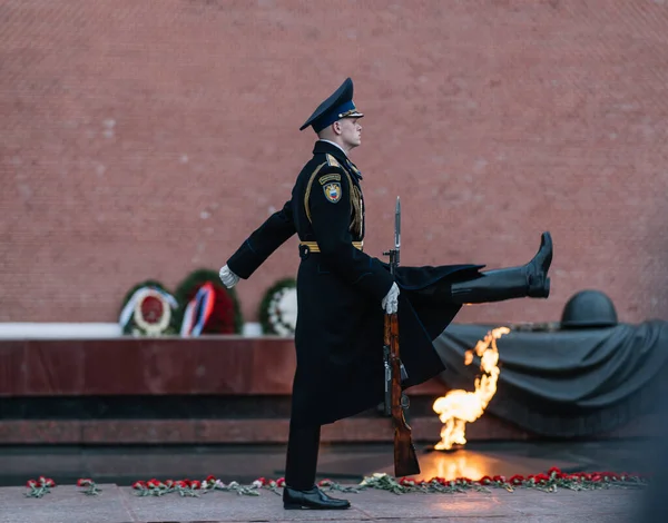 Травня Москва Червона Площа Вічне Полум Зміна Варти Стокове Фото