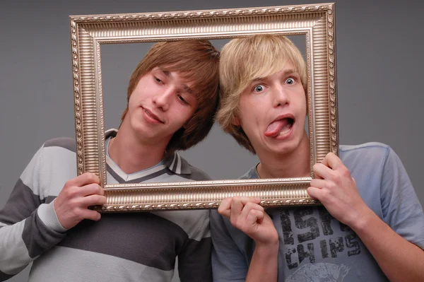 Two brothers, portraits, — Stock Photo, Image