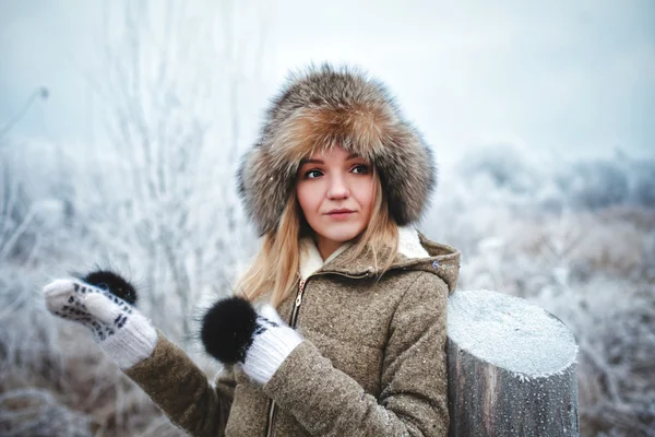 Pige om vinteren - Stock-foto