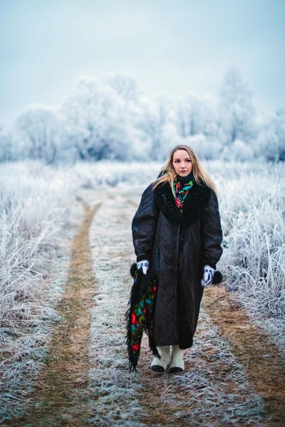Flicka vinter — Stockfoto