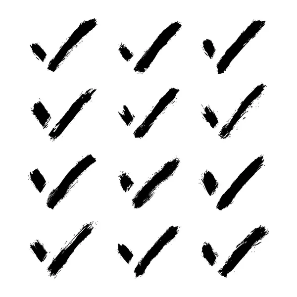 Marca de verificación de pincelada signo negro en blanco —  Fotos de Stock