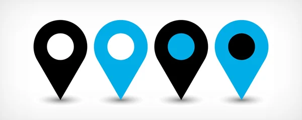 Blue flat map pin sign location icon with shadow — Stock Photo, Image