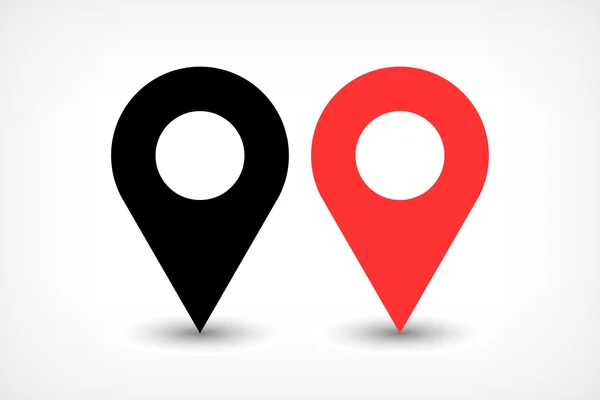 フラットスタイルの赤い地図ピンのサインアイコン — ストックベクタ