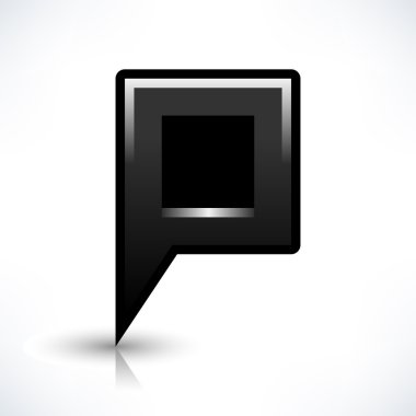 Siyah harita PIN konumu işaret yuvarlak kare şekli simgesi