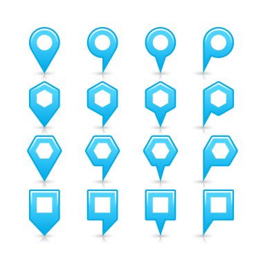 Mavi renk harita PIN simgesi saten yer işareti boş kopya alanı ile