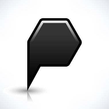 Siyah harita PIN konumu işaret yuvarlak çokgen şekli simgesi