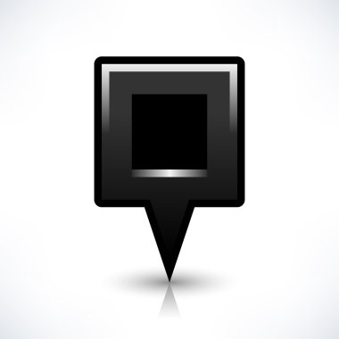 Siyah harita PIN konumu işaret yuvarlak kare şekli simgesi