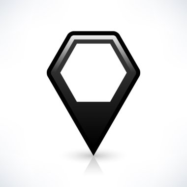 Siyah harita PIN konumu işaret yuvarlak çokgen şekli simgesi