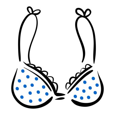 Polka dot Mavi desenli beyaz sütyen