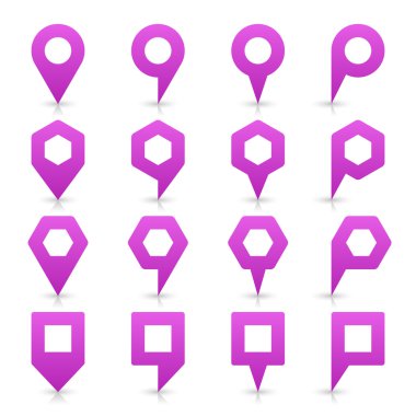 Menekşe renkli harita PIN simgesi saten yer işareti boş kopya alanı ile