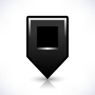 Siyah harita PIN konumu işaret yuvarlak kare şekli simgesi