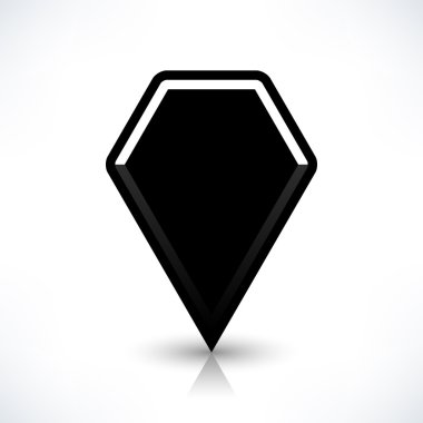 Siyah harita PIN konumu işaret yuvarlak çokgen şekli simgesi