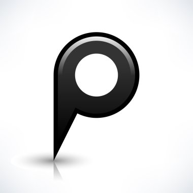 Siyah harita PIN konumu işaret yuvarlak şekil kutsal kişilerin resmi