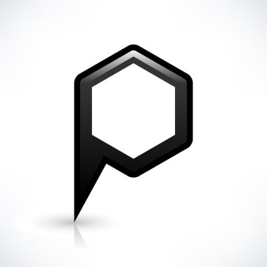 Siyah harita PIN konumu işaret yuvarlak altıgen şekil simgesi