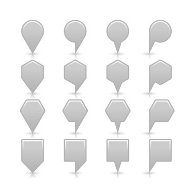 Gri renkli harita PIN simgesi saten yer işareti boş kopya alanı ile