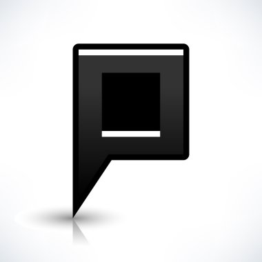 Siyah harita PIN konumu işaret yuvarlak kare şekli simgesi