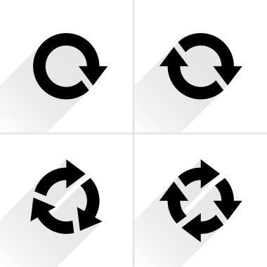 4 arrow icon refresh, rotation, reset, repeat, reload sign set clipart
