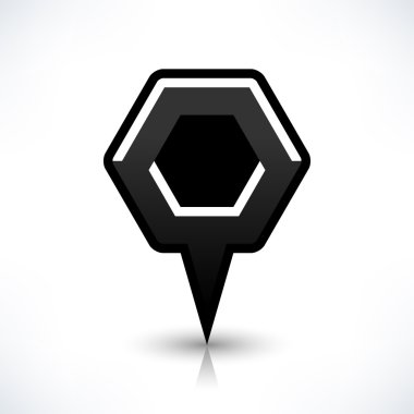 Siyah harita PIN konumu işaret yuvarlak çokgen şekli simgesi