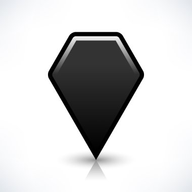 Siyah harita PIN konumu işaret yuvarlak çokgen şekli simgesi