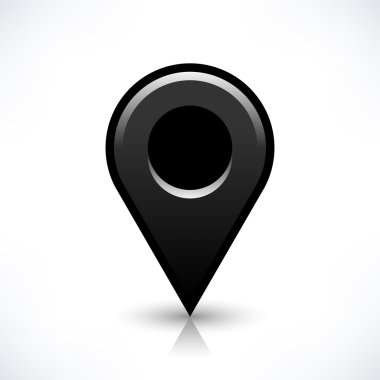 Siyah harita PIN konumu işaret yuvarlak şekil kutsal kişilerin resmi
