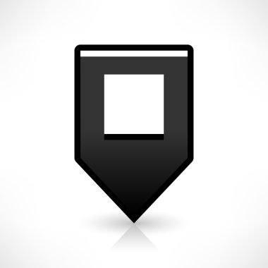 Siyah harita PIN konumu işaret yuvarlak kare şekli simgesi