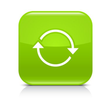 Beyaz ok tekrar, yeniden yükle, yenileme, dönme işareti ile yeşil simge.