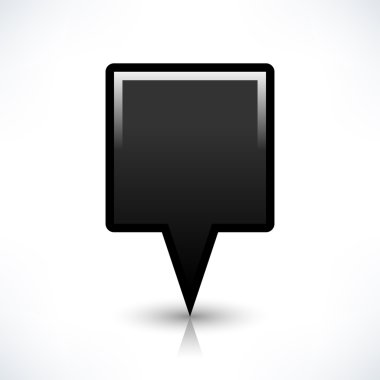 Siyah harita PIN konumu işaret yuvarlak kare şekli simgesi