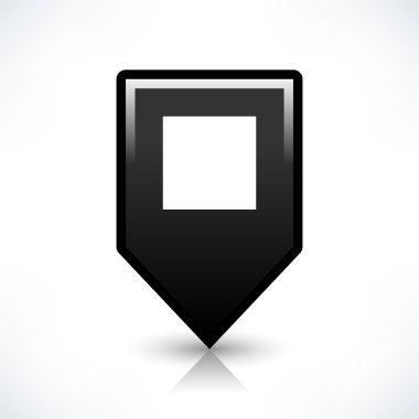 Siyah harita PIN konumu işaret yuvarlak kare şekli simgesi