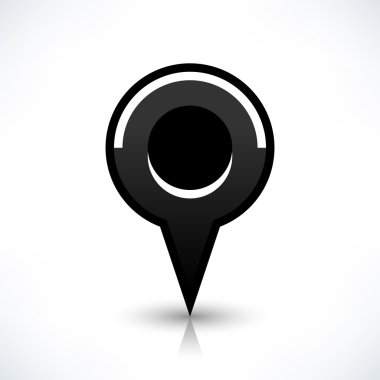 Siyah harita PIN konumu işaret yuvarlak şekil kutsal kişilerin resmi