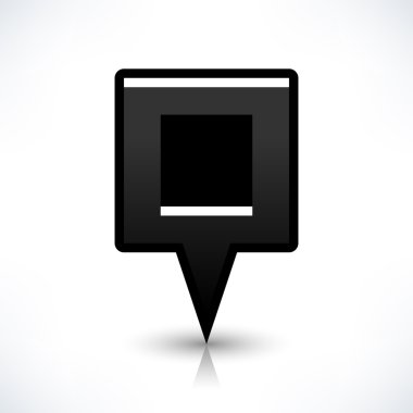 Siyah harita PIN konumu işaret yuvarlak kare şekli simgesi