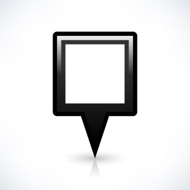 Siyah harita PIN konumu işaret yuvarlak kare şekli simgesi