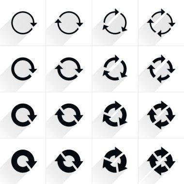 16 ok düz simgeleri