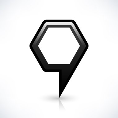 Siyah harita PIN konumu işaret yuvarlak çokgen şekli simgesi