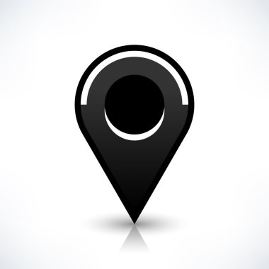 Siyah harita PIN konumu işaret yuvarlak şekil kutsal kişilerin resmi