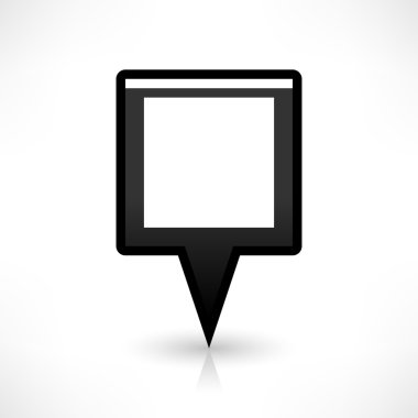 Siyah harita PIN konumu işaret yuvarlak kare şekli simgesi