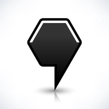 Siyah harita PIN konumu işaret yuvarlak çokgen şekli simgesi