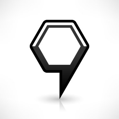 Siyah harita PIN konumu işaret yuvarlak çokgen şekli simgesi