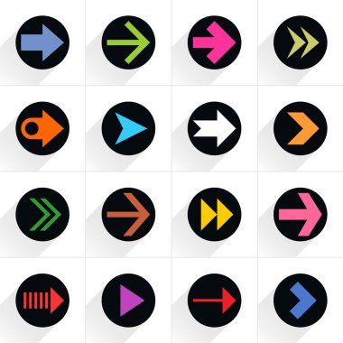 16 ok düz simgeleri