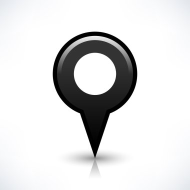 Siyah harita PIN konumu işaret yuvarlak şekil kutsal kişilerin resmi