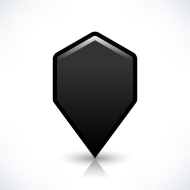 Siyah harita PIN konumu işaret yuvarlak altıgen şekil simgesi