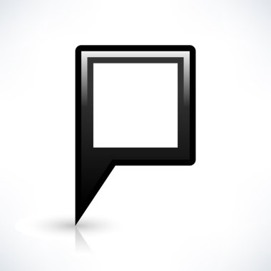 Siyah harita PIN konumu işaret yuvarlak kare şekli simgesi